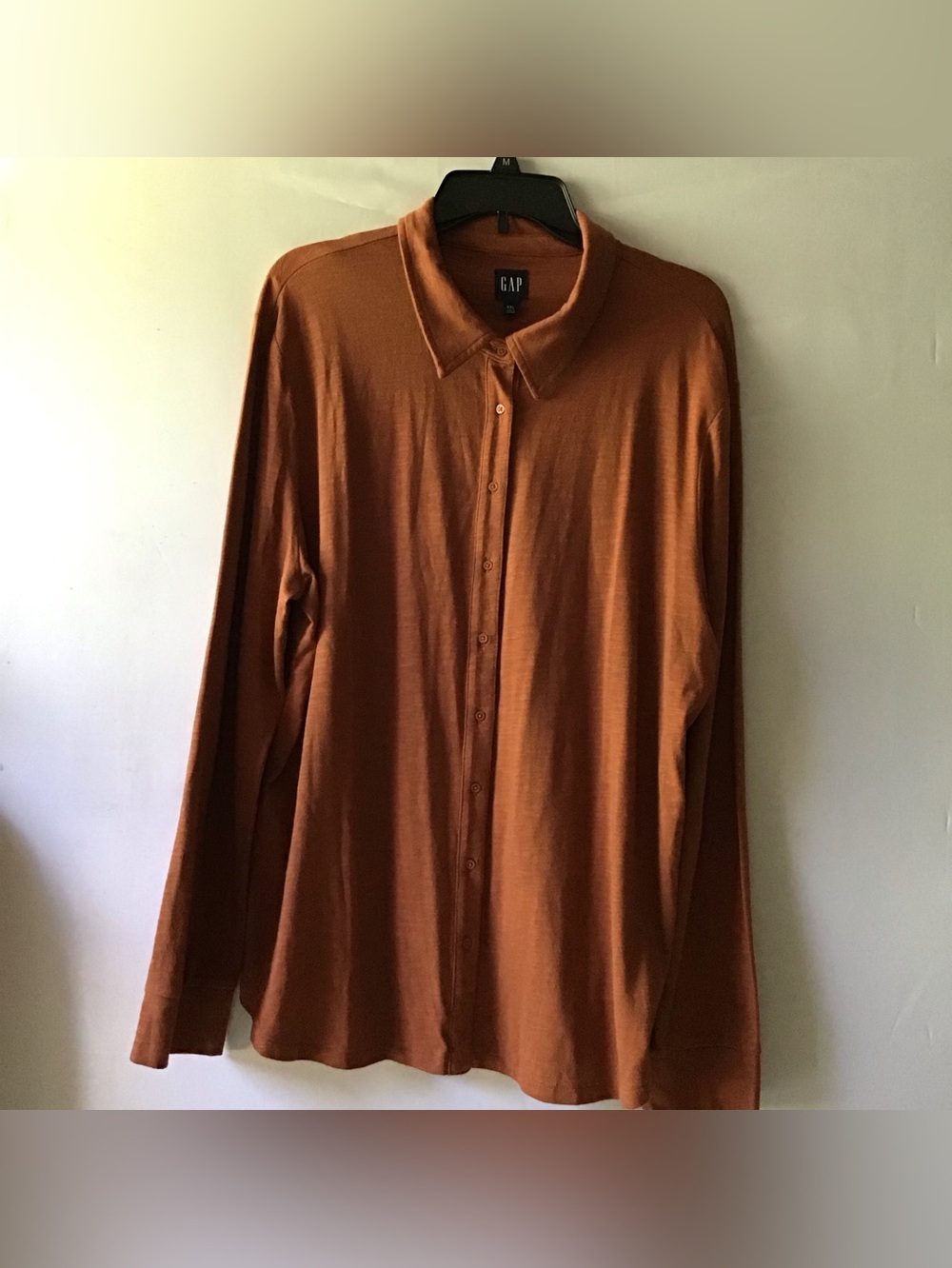 441 GAP Women Long-Sleeve Button-Up Shirt in Burnt Orange
